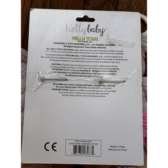 KELLY BABY 2PC TOY & SECURITY BLANKET SET PINK UNICORN PLUSH TOY & LOVEY NWT - Picture 10 of 10